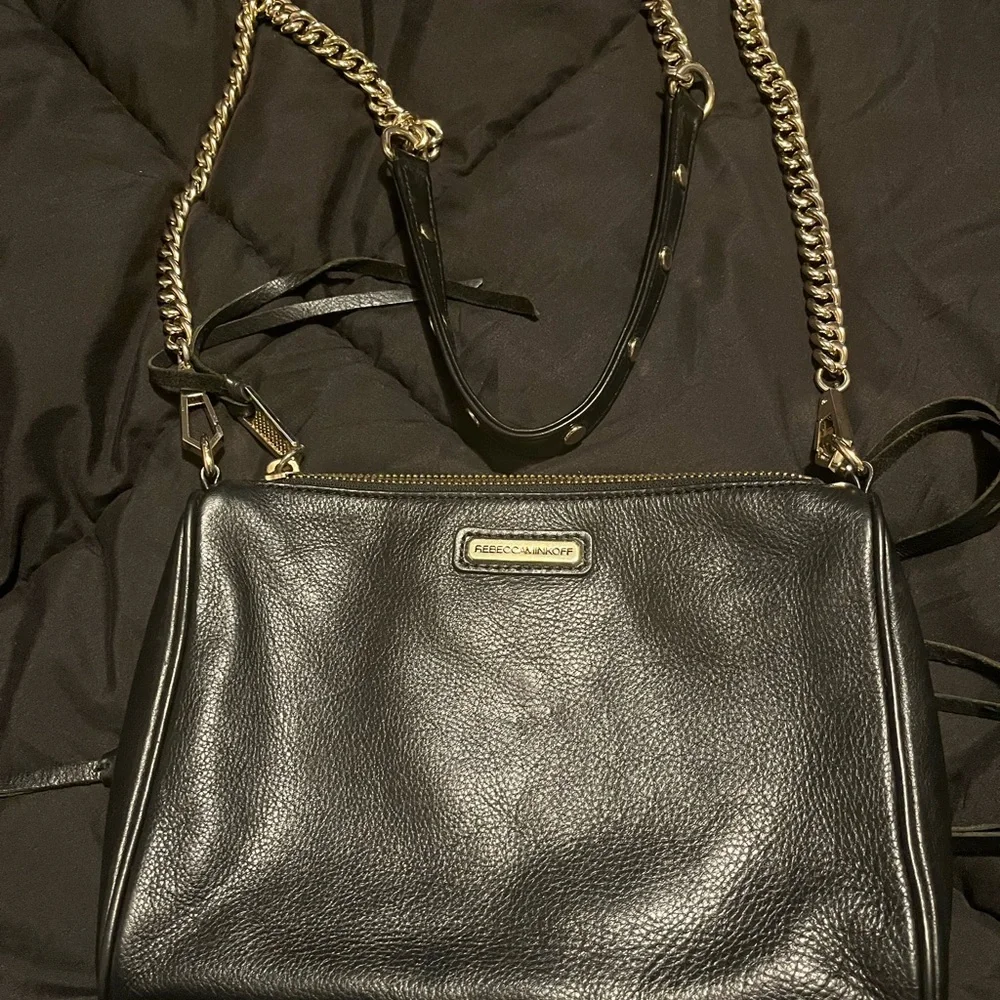 Rebecca Minkoff Black and Gold Shoulder Bag with Chain Strap - Picture 2 of 3